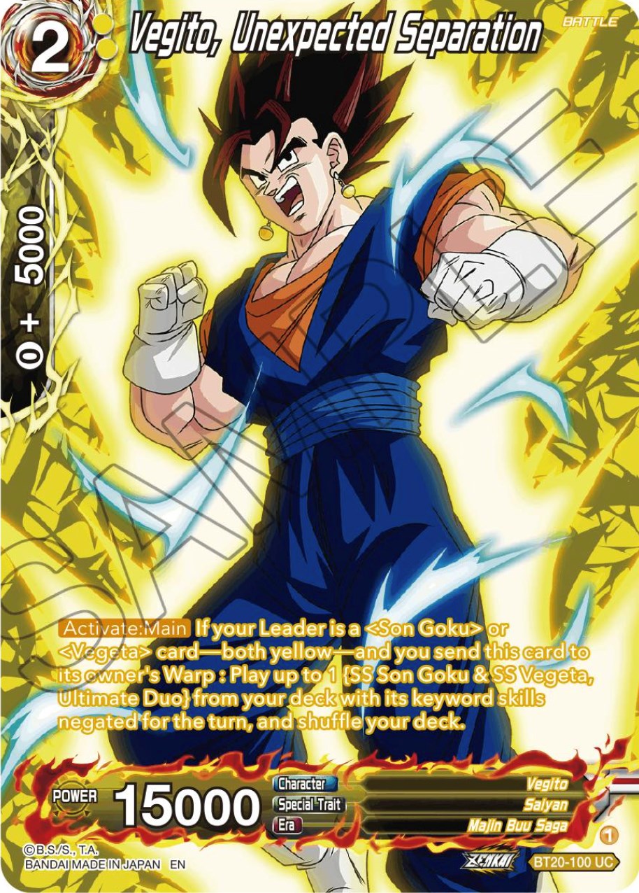 Vegito, Unexpected Separation (Silver Foil) (BT20-100) [Power Absorbed] | Rock City Comics