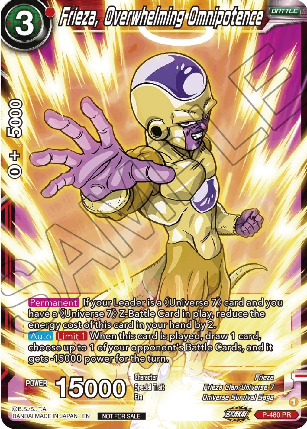 Frieza, Overwhelming Omnipotence (Zenkai Series Tournament Pack Vol.3) (P-480) [Tournament Promotion Cards] | Rock City Comics