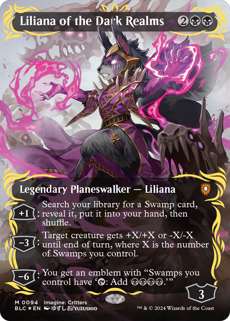 Liliana of the Dark Realms (Borderless) (Raised Foil) [Bloomburrow Commander] | Rock City Comics