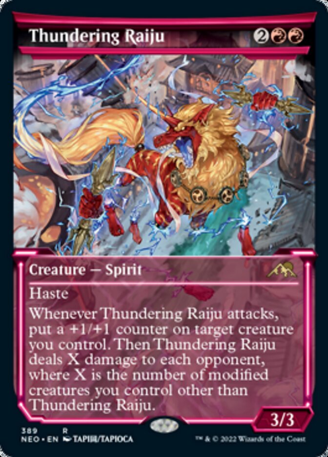 Thundering Raiju (Showcase Soft Glow) [Kamigawa: Neon Dynasty] | Rock City Comics