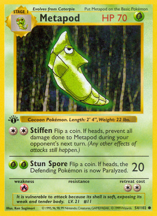 Metapod (54/102) (Shadowless) [Base Set 1st Edition] | Rock City Comics
