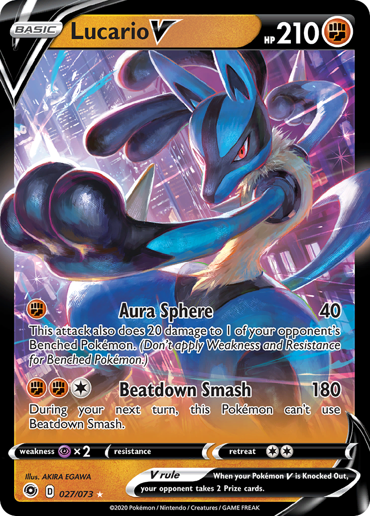 Lucario V (027/073) (Intro Deck) [Sword & Shield: Champion's Path] | Rock City Comics