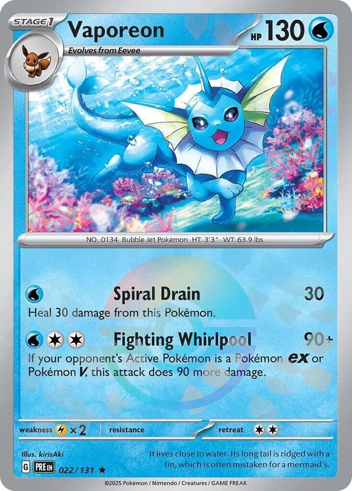 Vaporeon (022/131) (Poke Ball Pattern) [Scarlet & Violet: Prismatic Evolutions] | Rock City Comics