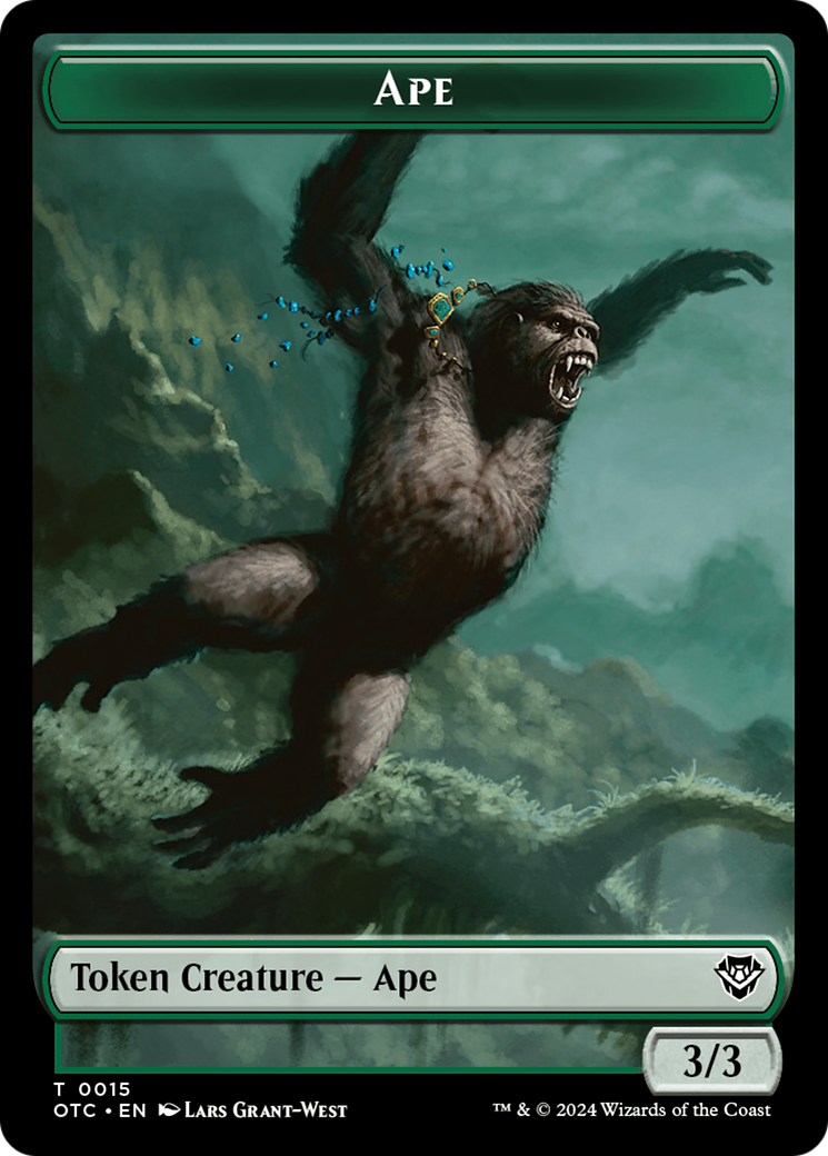 Ape // Shark Double-Sided Token [Outlaws of Thunder Junction Commander Tokens] | Rock City Comics