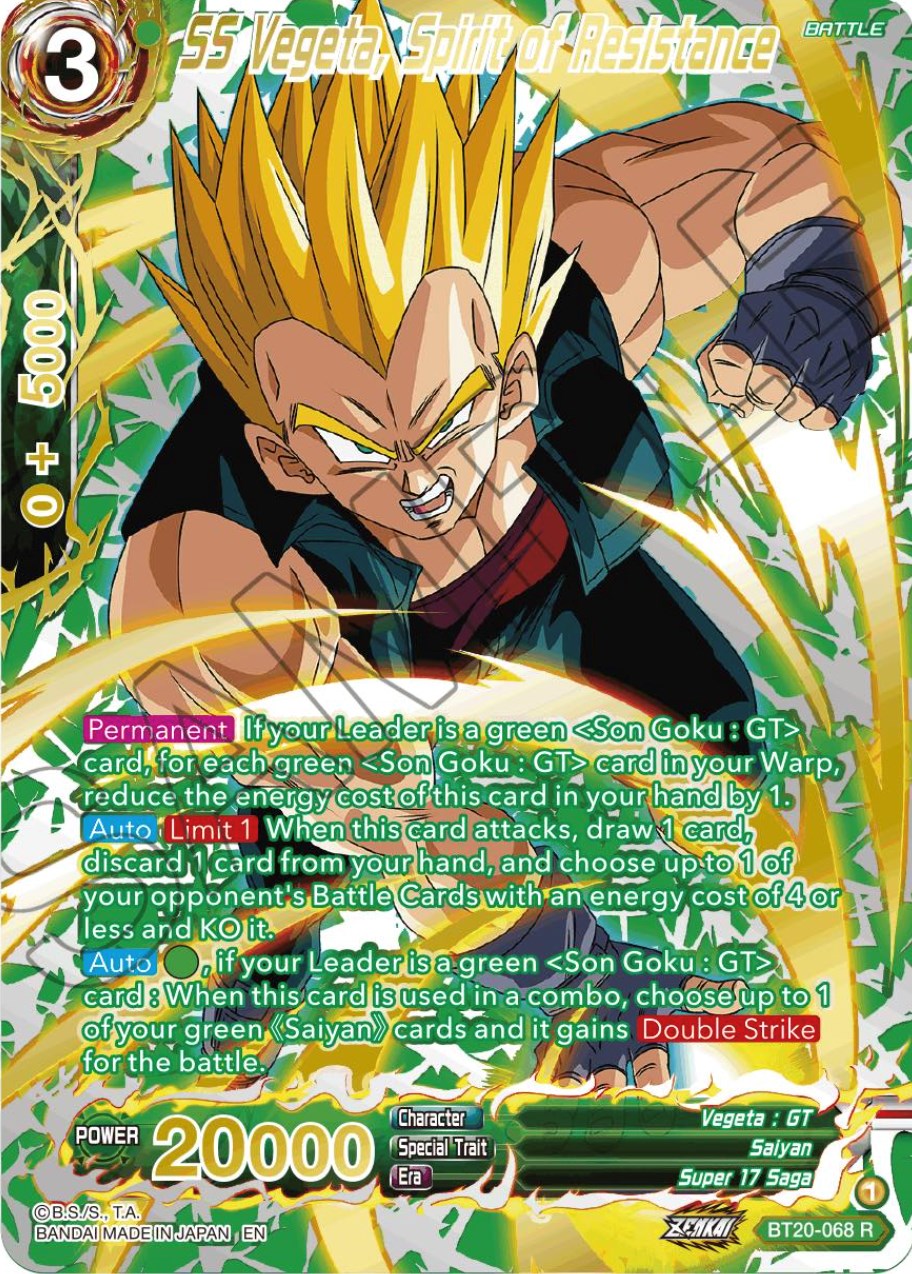 SS Vegeta, Spirit of Resistance (Gold-Stamped) (BT20-068) [Power Absorbed] | Rock City Comics