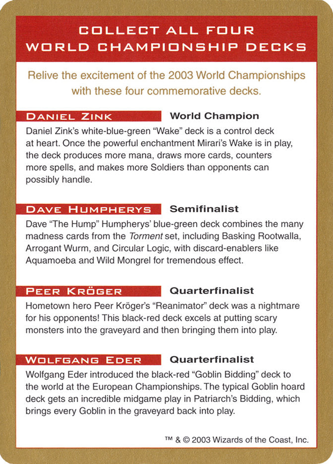 2003 World Championships Ad [World Championship Decks 2003] | Rock City Comics