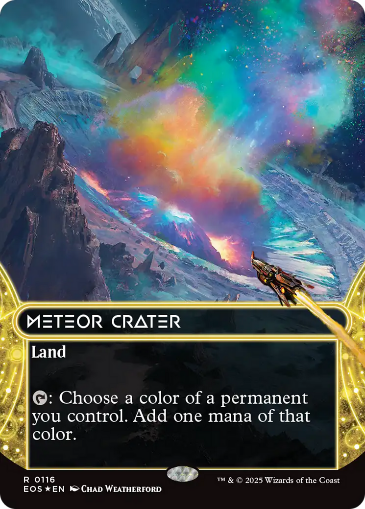 Meteor Crater (0116) (Borderless) (Galaxy Foil) [Edge of Eternities: Stellar Sights] | Rock City Comics