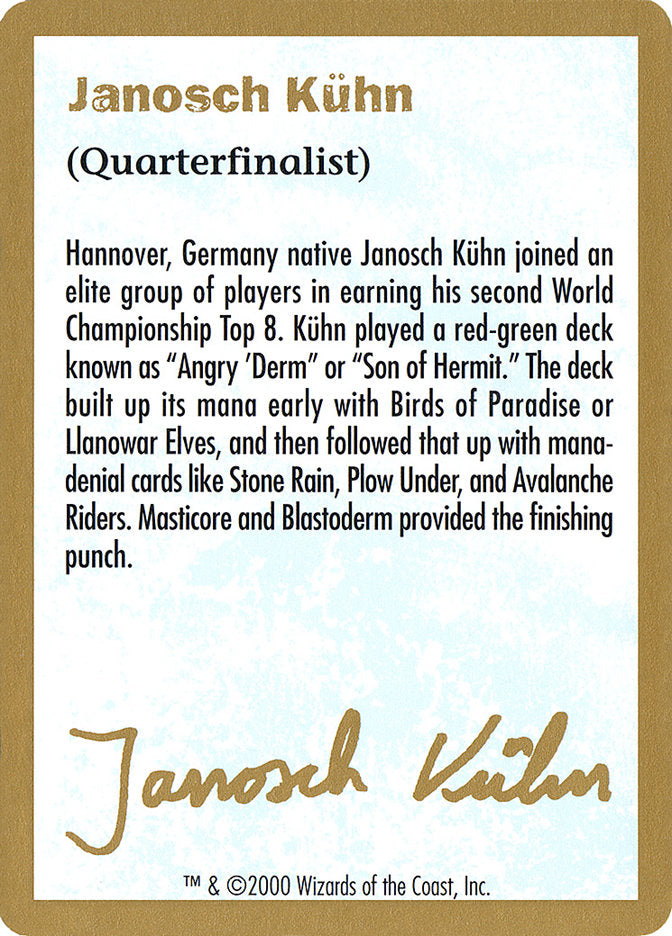 Janosch Kuhn Bio (2000) [World Championship Decks 2000] | Rock City Comics