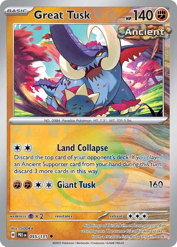 Great Tusk (055/131) (Poke Ball Pattern) [Scarlet & Violet: Prismatic Evolutions] | Rock City Comics