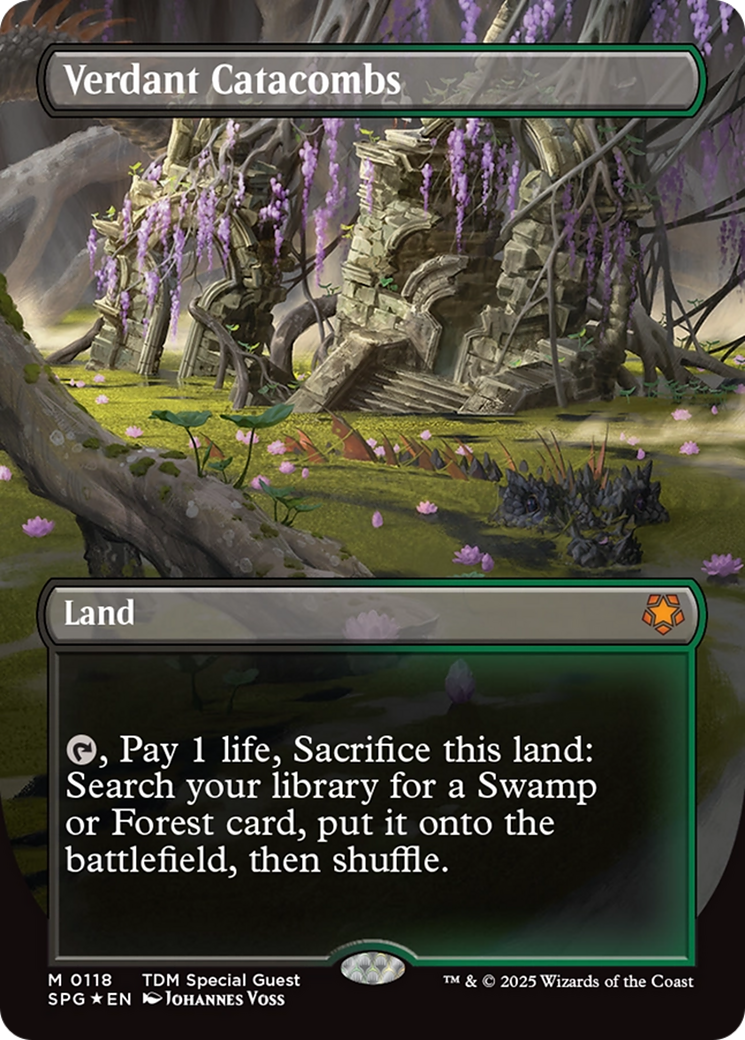 Verdant Catacombs (Borderless) (Dragonscale Foil) [Tarkir: Dragonstorm Special Guests] | Rock City Comics