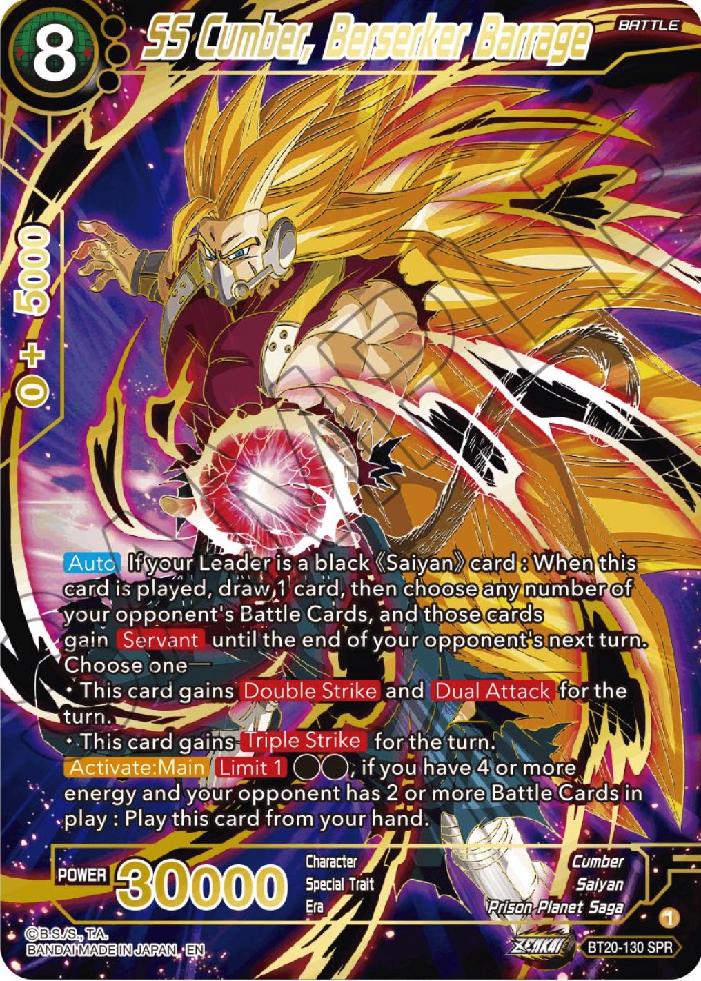 SS Cumber, Berserker Barrage (SPR) (BT20-130) [Power Absorbed] | Rock City Comics