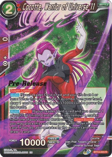 Cocotte, Warrior of Universe 11 (BT14-024) [Cross Spirits Prerelease Promos] | Rock City Comics