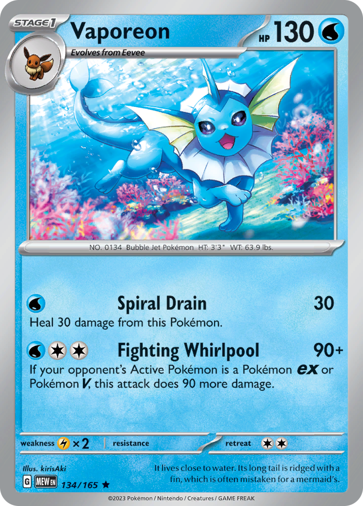 Vaporeon (134/165) [Scarlet & Violet: 151] | Rock City Comics