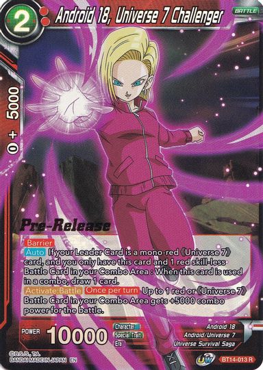 Android 18, Universe 7 Challenger (BT14-013) [Cross Spirits Prerelease Promos] | Rock City Comics