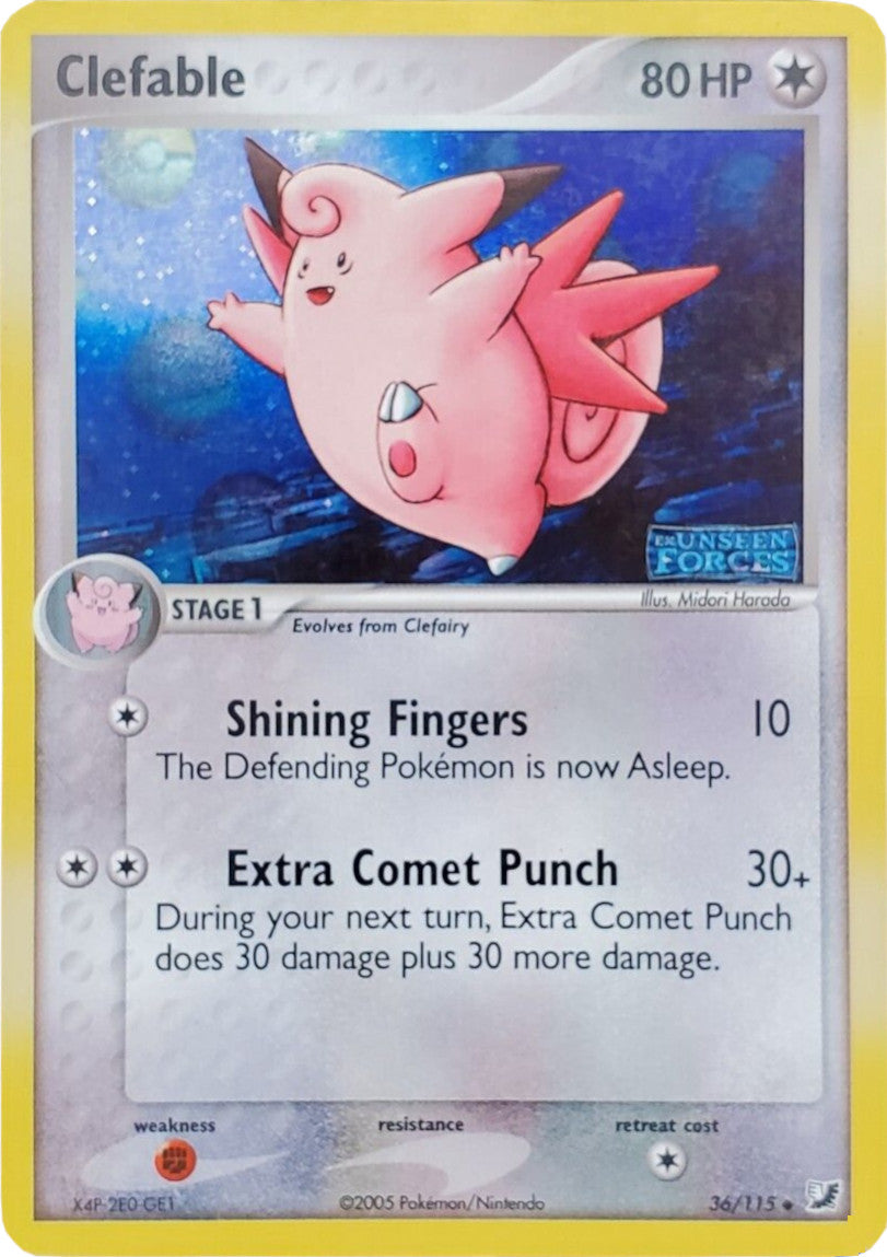 Clefable (36/115) (Stamped) [EX: Unseen Forces] | Rock City Comics