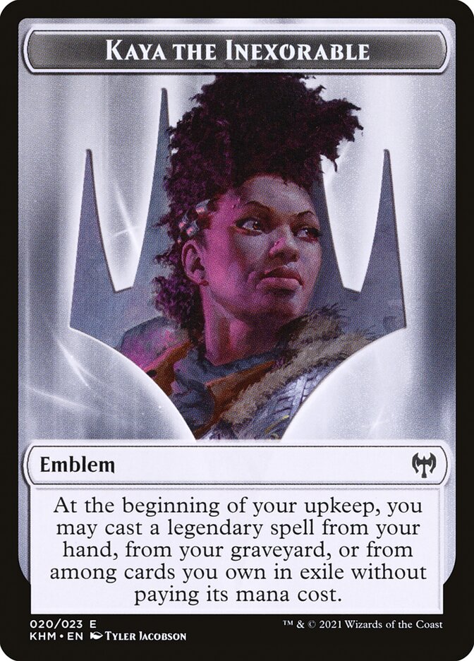 Human Warrior // Kaya, the Inexorable Emblem Double-Sided Token [Kaldheim Tokens] | Rock City Comics