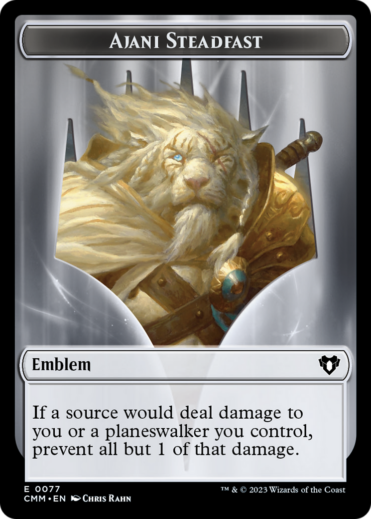 Ajani Steadfast Emblem // Wizard Double-Sided Token [Commander Masters Tokens] | Rock City Comics