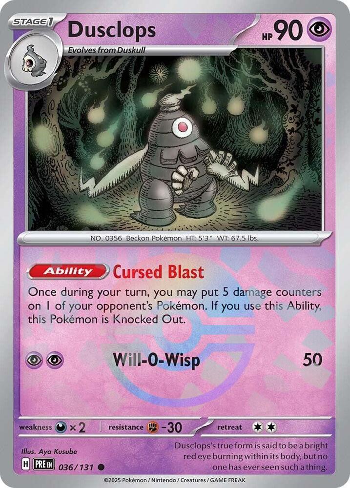 Dusclops (036/131) (Poke Ball Pattern) [Scarlet & Violet: Prismatic Evolutions] | Rock City Comics
