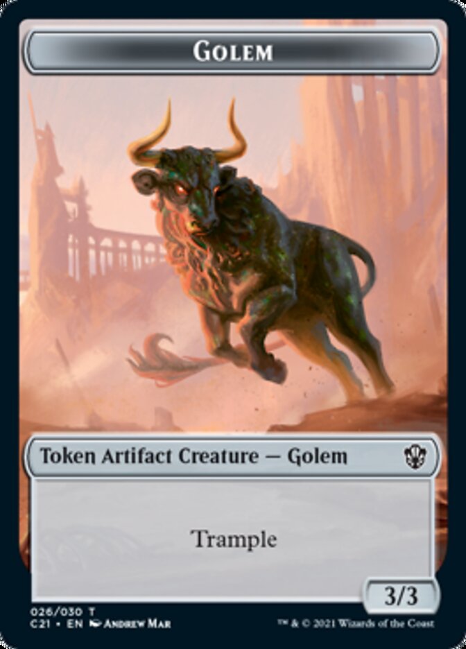 Golem (026) // Thopter Double-Sided Token [Commander 2021 Tokens] | Rock City Comics
