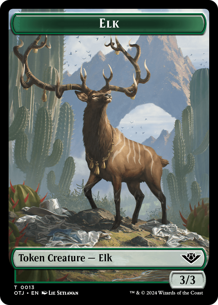 Mercenary // Elk Double-Sided Token [Outlaws of Thunder Junction Tokens] | Rock City Comics