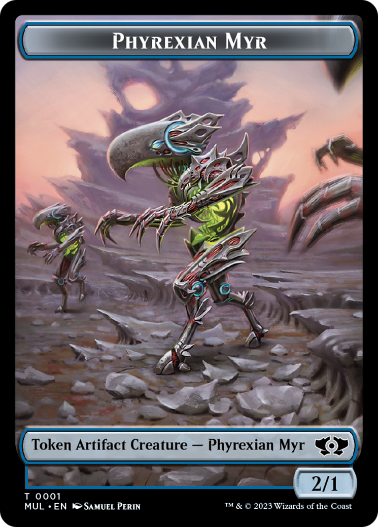 Phyrexian Myr // Wrenn and Realmbreaker Emblem Double-Sided Token [March of the Machine Tokens] | Rock City Comics