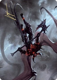 Burning-Rune Demon Art Card (Gold-Stamped Signature) [Kaldheim Art Series] | Rock City Comics