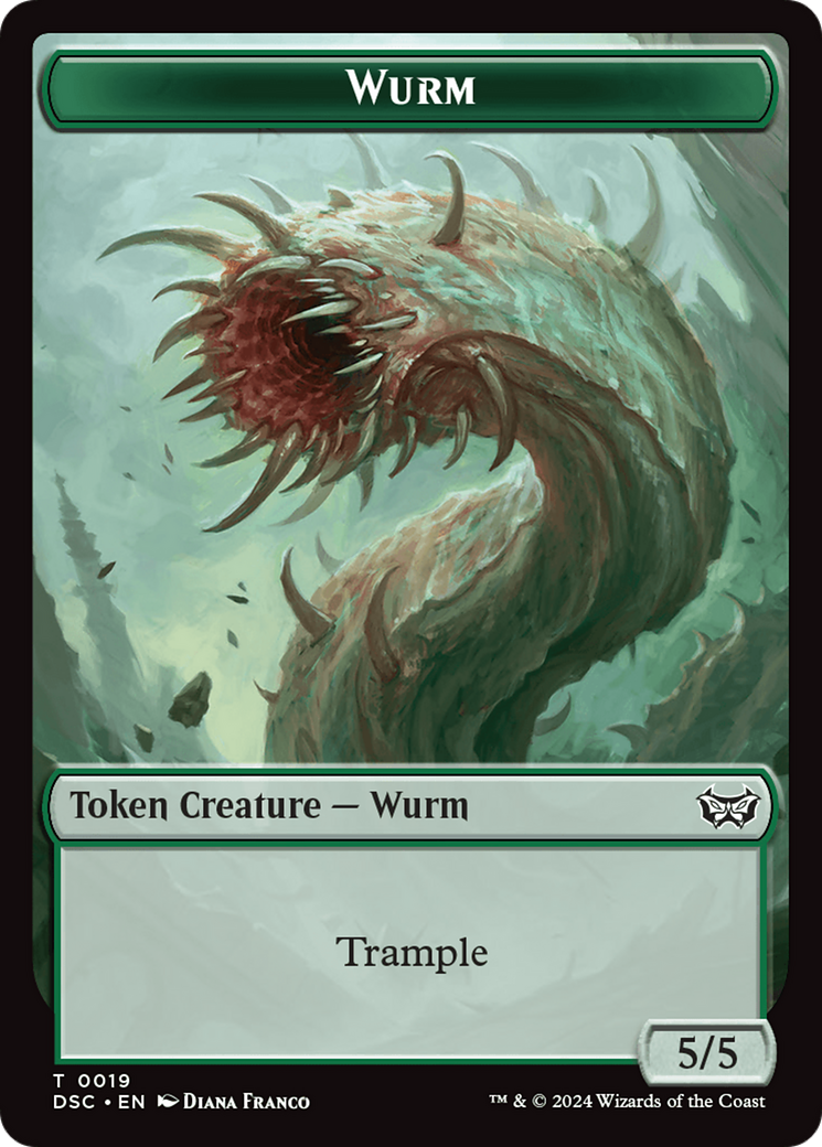 Wurm (0019) // Manifest Double-Sided Token [Duskmourn: House of Horror Commander Tokens] | Rock City Comics