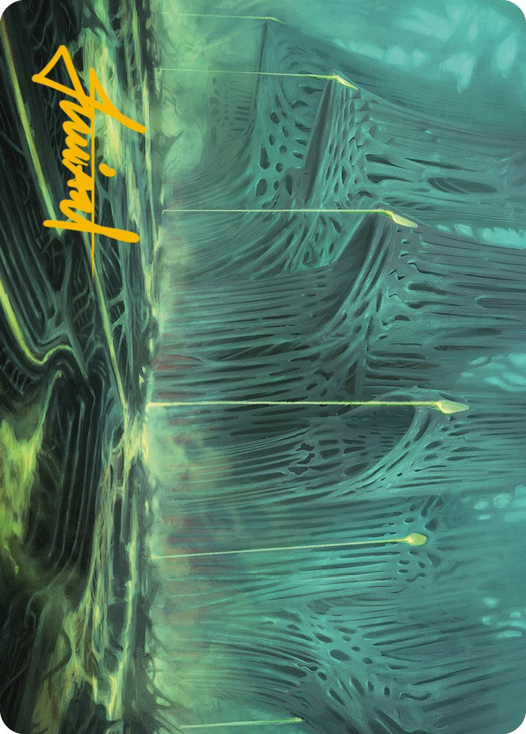 Swamp Art Card (Gold-Stamped Signature) [Phyrexia: All Will Be One Art Series] | Rock City Comics