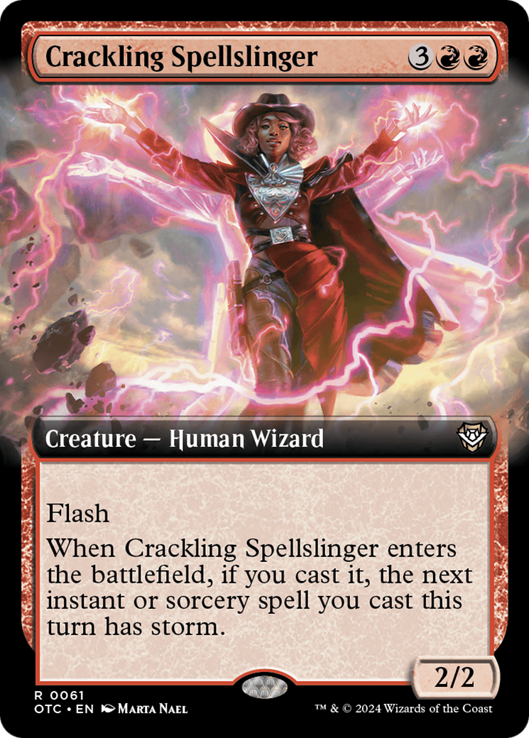 Crackling Spellslinger (Extended Art) [Outlaws of Thunder Junction Commander] | Rock City Comics