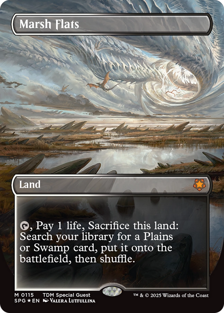 Marsh Flats (Borderless) (Dragonscale Foil) [Tarkir: Dragonstorm Special Guests] | Rock City Comics