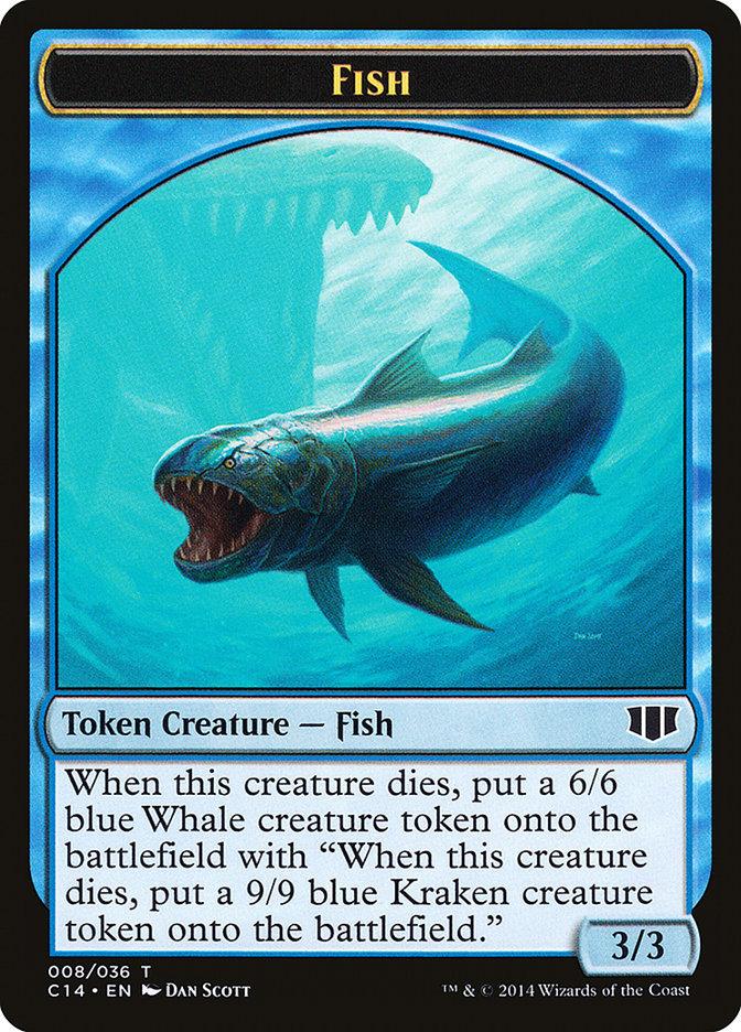 Fish // Zombie (011/036) Double-Sided Token [Commander 2014 Tokens] | Rock City Comics