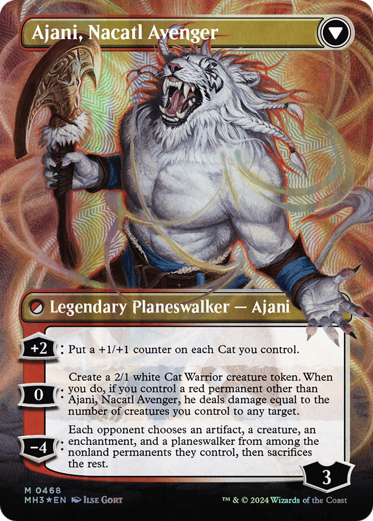 Ajani, Nacatl Pariah // Ajani, Nacatl Avenger (Borderless) (Textured Foil) [Modern Horizons 3] | Rock City Comics