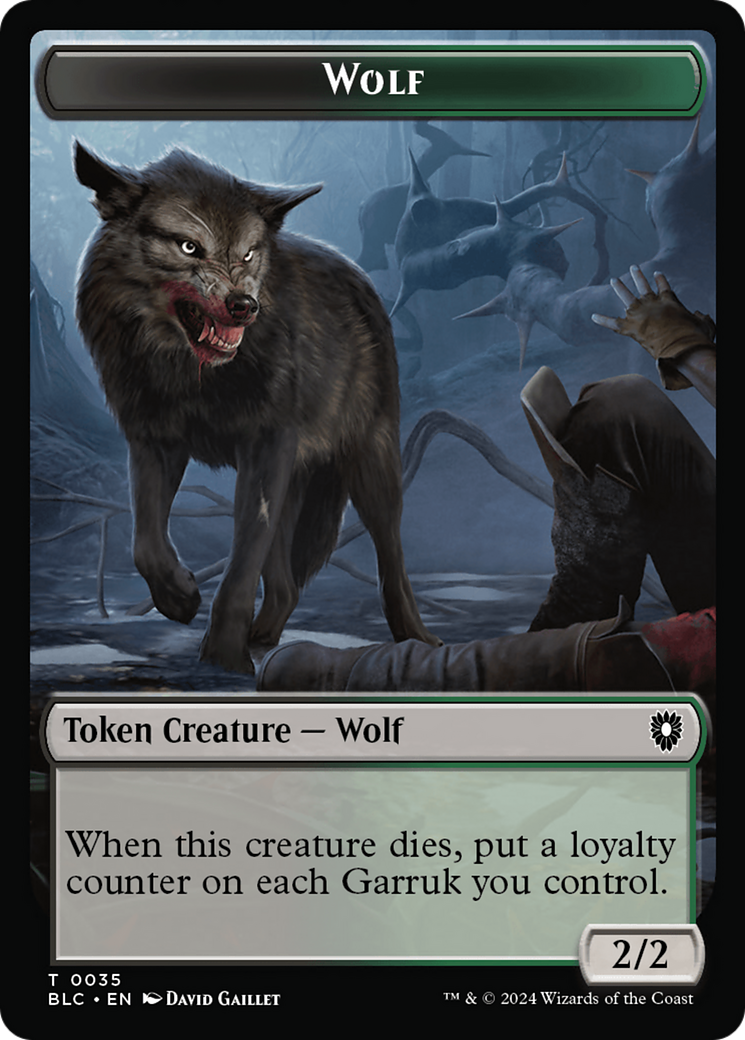 Human Soldier // Wolf (035) Double-Sided Token [Bloomburrow Commander Tokens] | Rock City Comics