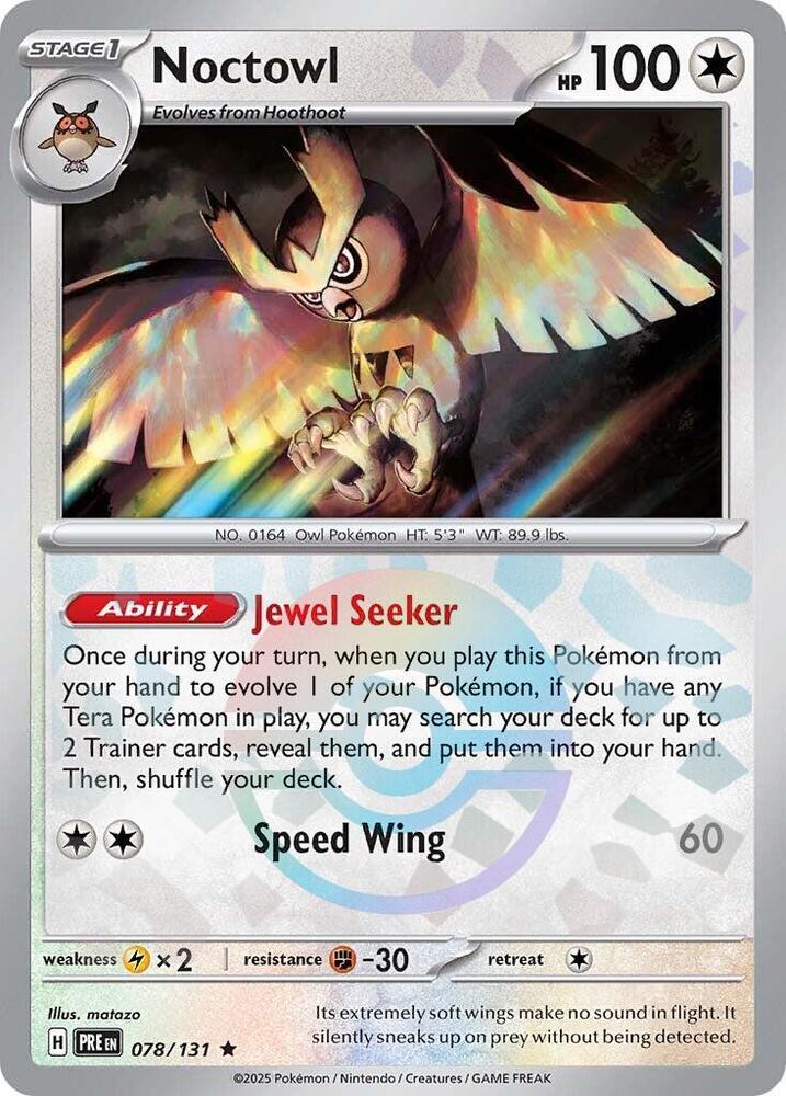 Noctowl (078/131) (Poke Ball Pattern) [Scarlet & Violet: Prismatic Evolutions] | Rock City Comics