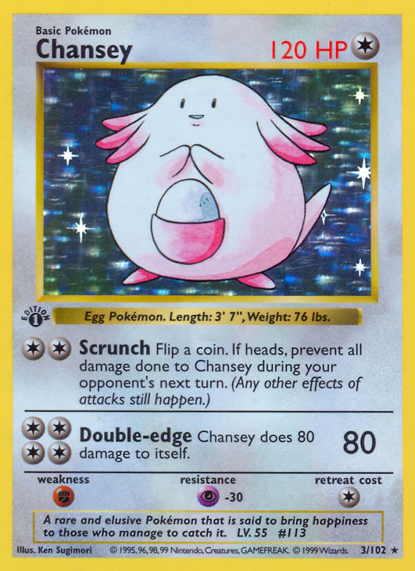 Chansey (3/102) (Shadowless) [Base Set 1st Edition] | Rock City Comics
