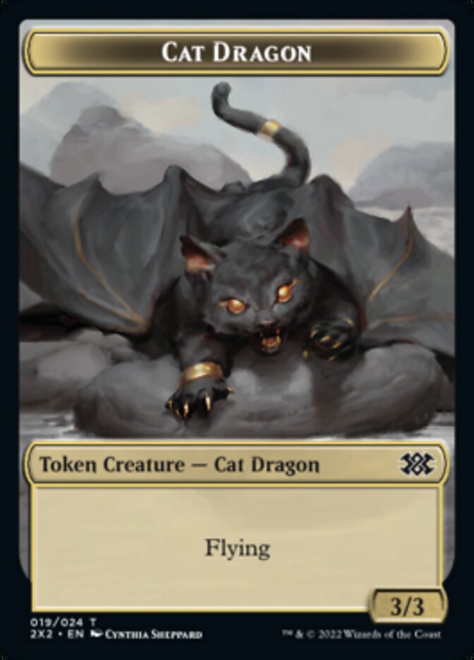 Cat Dragon // Knight Double-Sided Token [Double Masters 2022 Tokens] | Rock City Comics