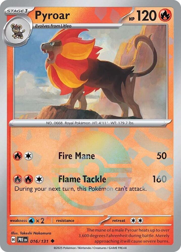 Pyroar (016/131) (Poke Ball Pattern) [Scarlet & Violet: Prismatic Evolutions] | Rock City Comics