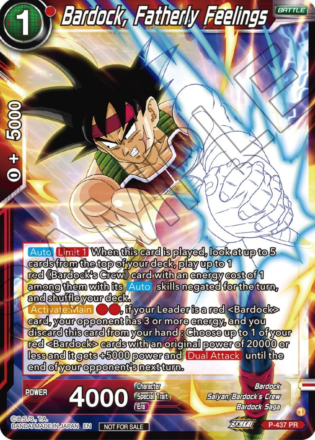 Bardock, Fatherly Feelings (Zenkai Series Tournament Pack Vol.2) (P-437) [Tournament Promotion Cards] | Rock City Comics