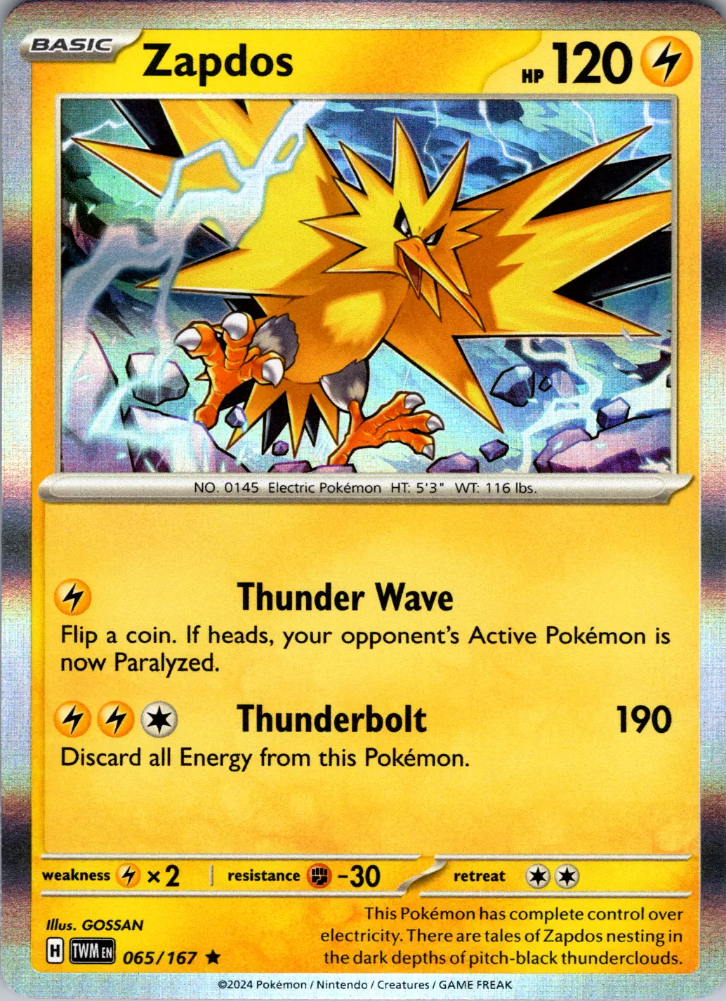 Zapdos (065/167) [Scarlet & Violet: Twilight Masquerade] | Rock City Comics