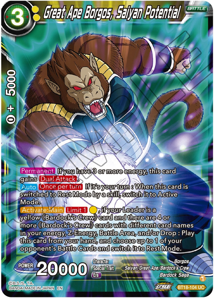 Great Ape Borgos, Saiyan Potential (BT18-104) [Dawn of the Z-Legends] | Rock City Comics