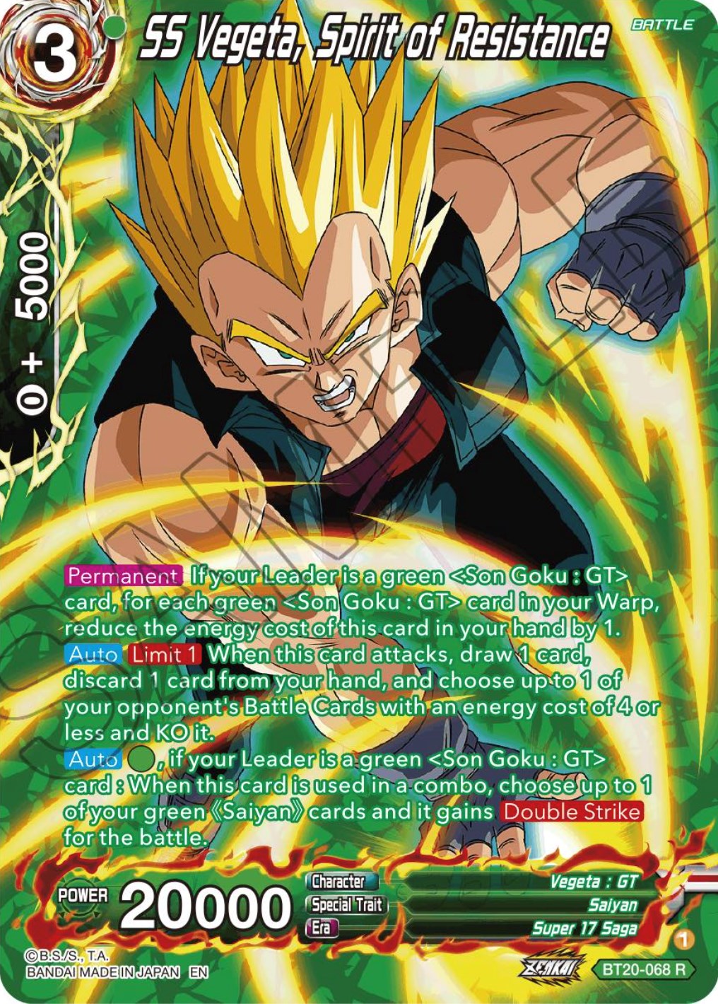 SS Vegeta, Spirit of Resistance (Silver Foil) (BT20-068) [Power Absorbed] | Rock City Comics