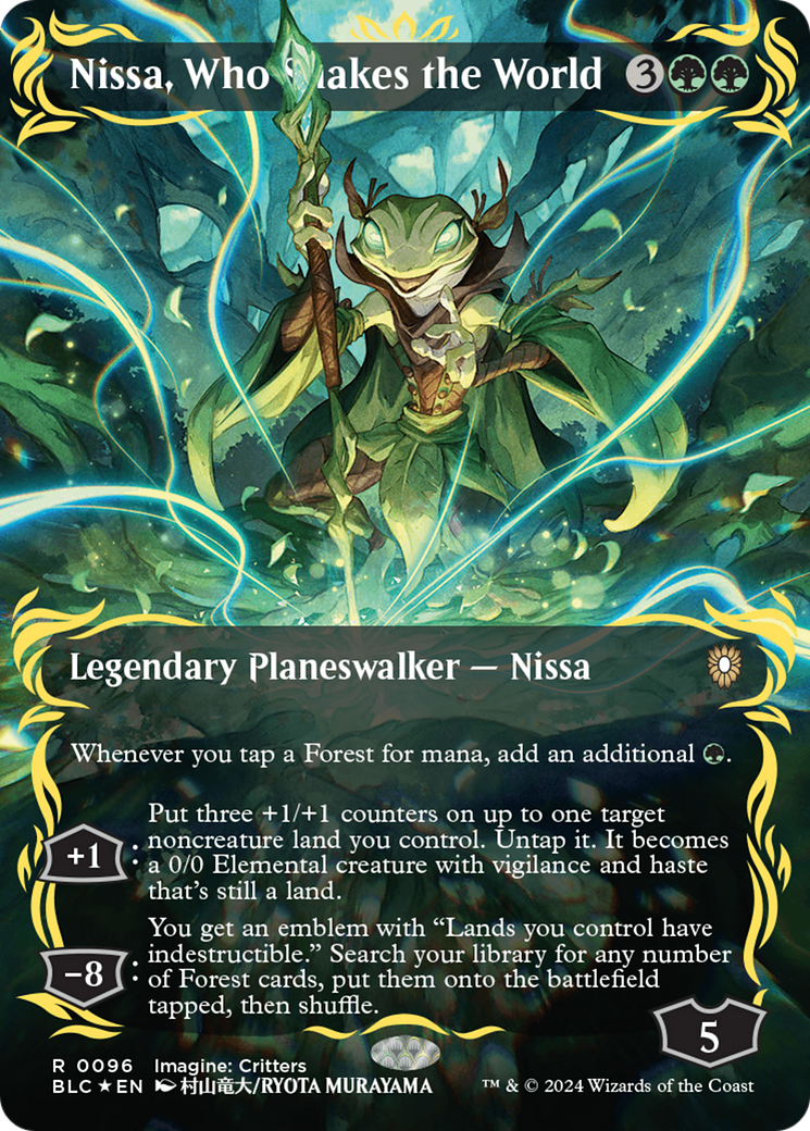 Nissa, Who Shakes the World (Borderless) (Raised Foil) [Bloomburrow Commander] | Rock City Comics