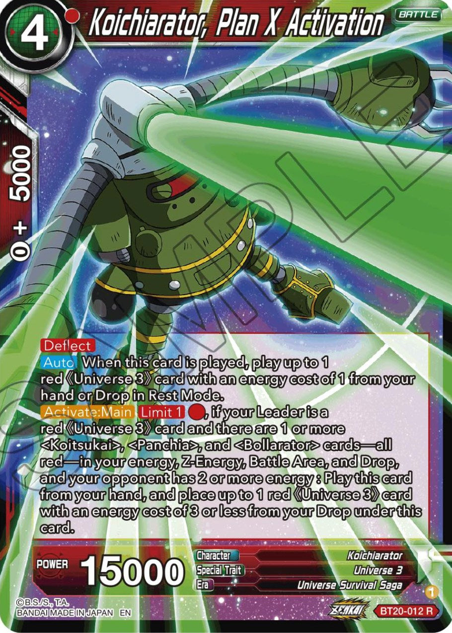 Koichiarator, Plan X Activation (BT20-012) [Power Absorbed] | Rock City Comics