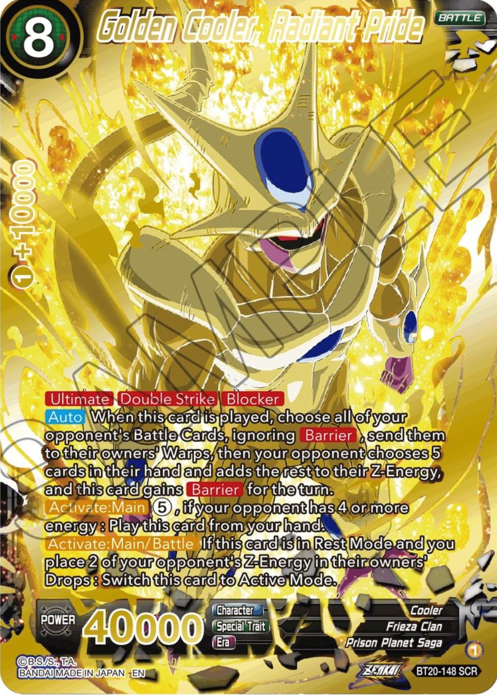 Golden Cooler, Radiant Pride (SCR) (BT20-148) [Power Absorbed] | Rock City Comics