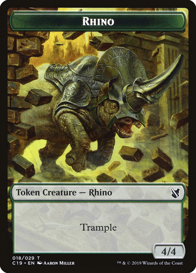 Rhino Token [Commander 2019 Tokens] | Rock City Comics