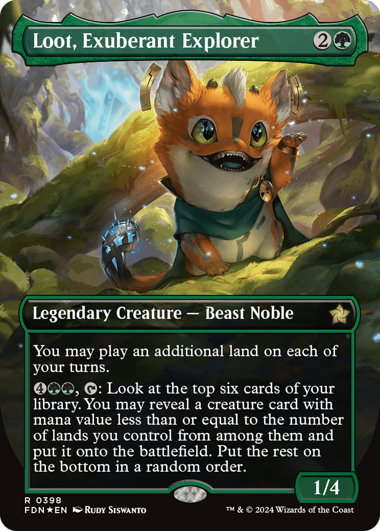 Loot, Exuberant Explorer (Borderless) (Mana Foil) [Foundations] | Rock City Comics