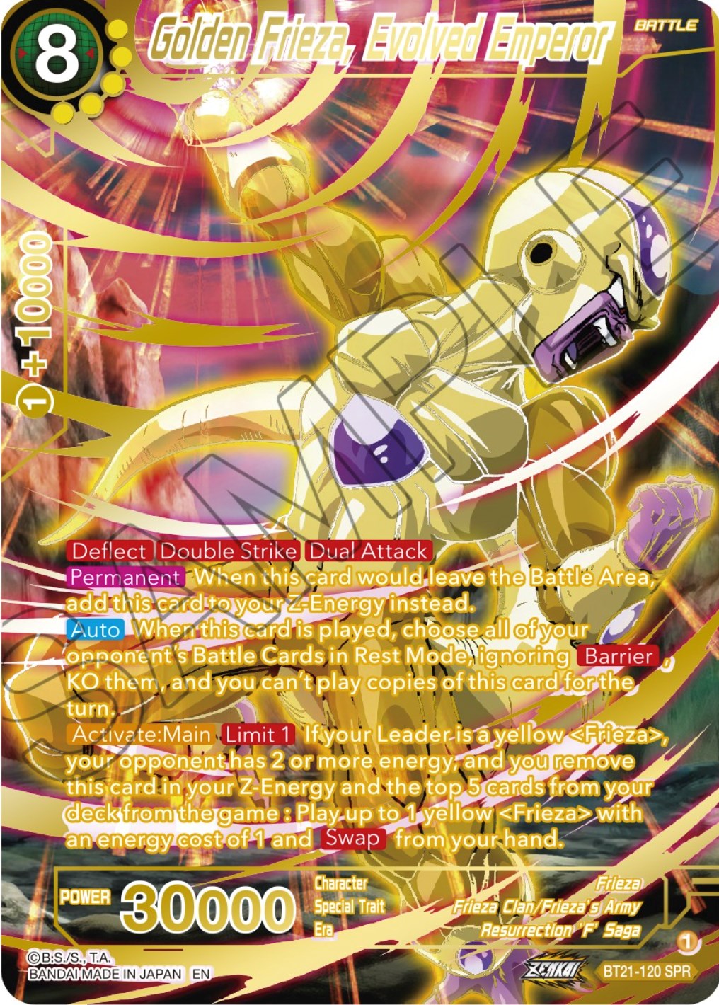 Golden Frieza, Evolved Emperor (SPR) (BT21-120) [Wild Resurgence] | Rock City Comics