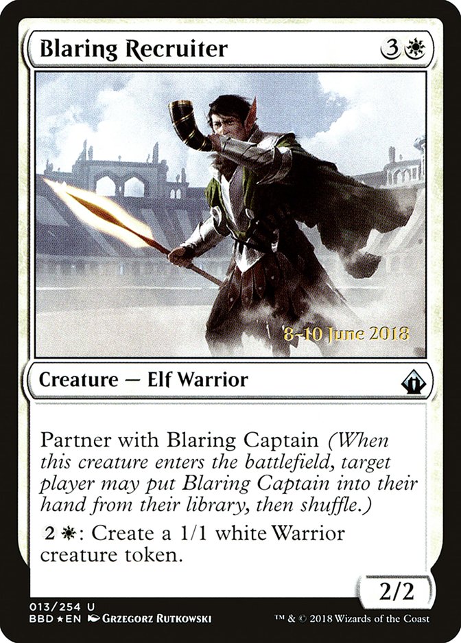Blaring Recruiter (Prerelease) [Battlebond Prerelease Promos] | Rock City Comics