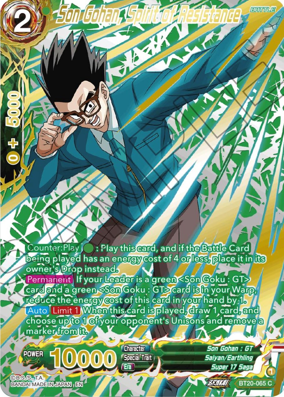 Son Gohan, Spirit of Resistance (Gold-Stamped) (BT20-065) [Power Absorbed] | Rock City Comics