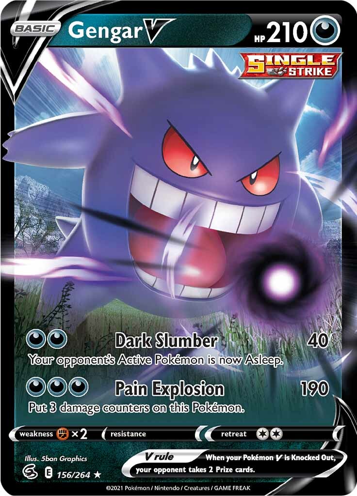 Gengar V (156/264) [Sword & Shield: Fusion Strike] | Rock City Comics